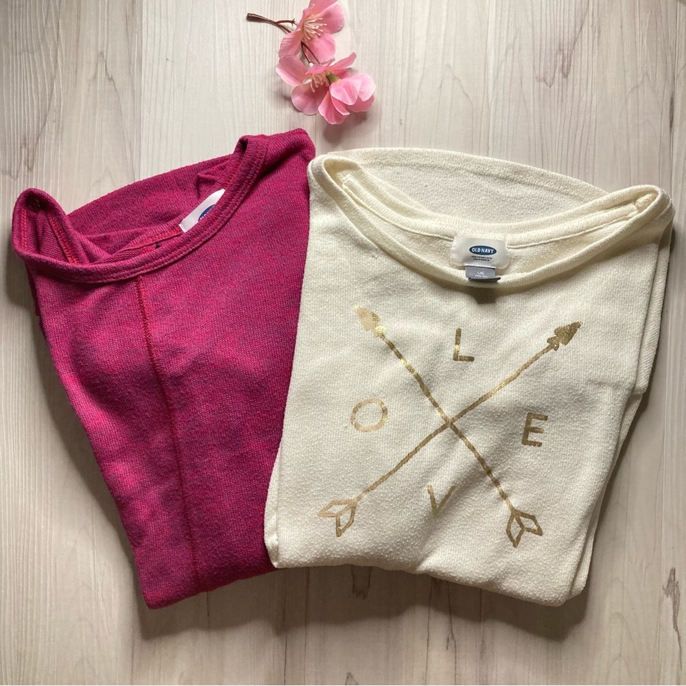 🌸3/$30🌸 Old Navy Girls’ Long Sleeve Magenta/Cream Fall Tops
